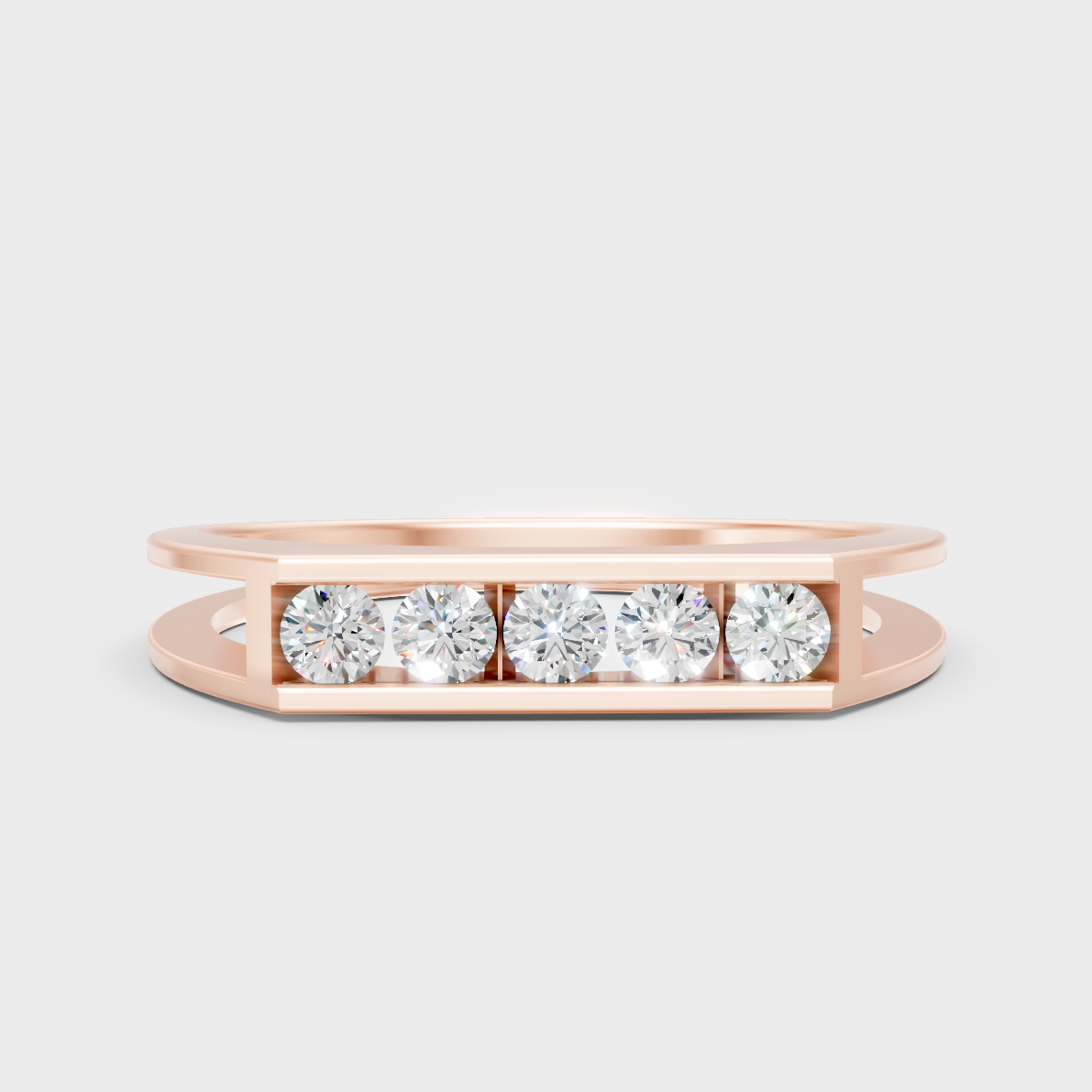 Modern 18K Rose Gold Men’s Ring With 0.25Ct Round Lab-Grown Diamond